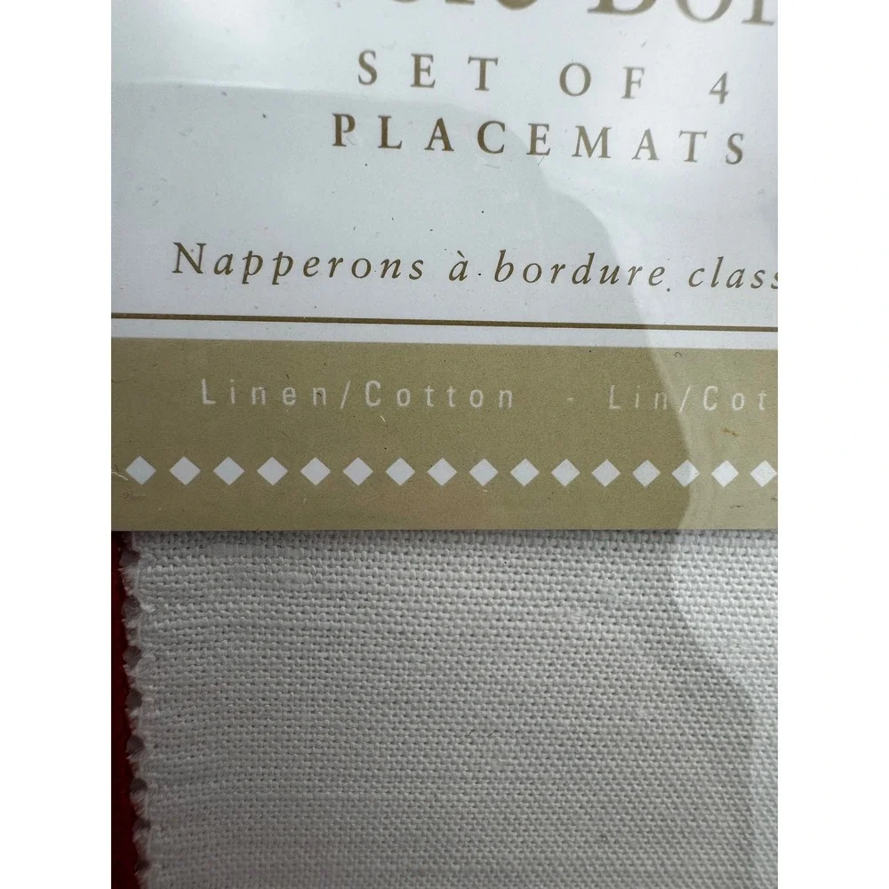 NWT Williams Sonoma Classic Border Red Cream 4 Placemats 4 Napkins Discontinued